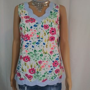 crown & ivy Womens S Floral Tank Top Blouse NWT